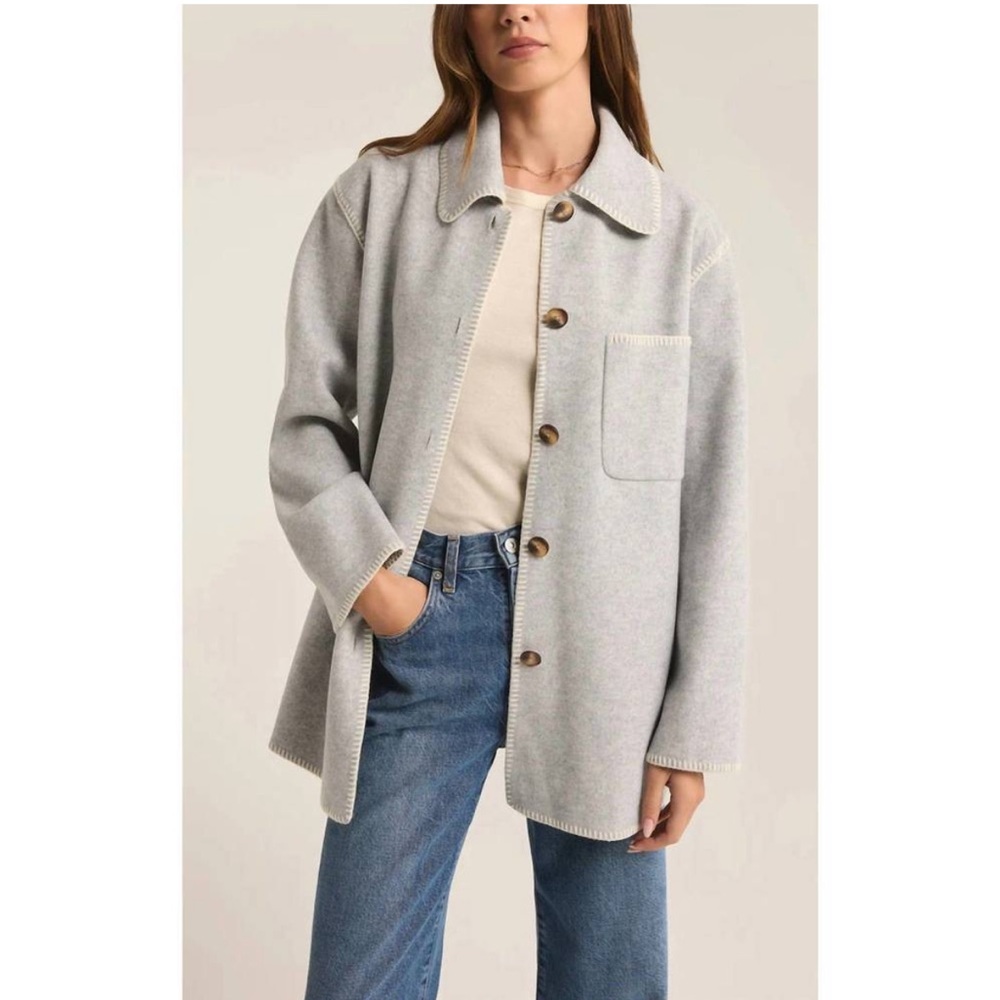 Z Supply Light Gray Wool-Blend Pea Coat